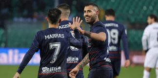 Cosenza-Venezia 4-2, il poker rossoblù abbatte i lagunari Tutino, oggi tripletta, e Marras, anche lui tra i migliori in campo di Cosenza-Venezia (foto Francesco Farina)