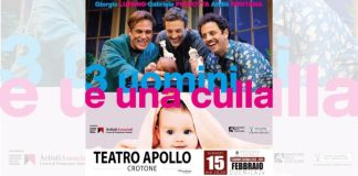 “Crotone… Voglia di Teatro”: giovedì 15 febbraio in scena “Tre Uomini e Una Culla”