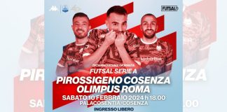 Futsal, Pirossigeno Cosenza all’appuntamento con la capolista Olimpus Roma