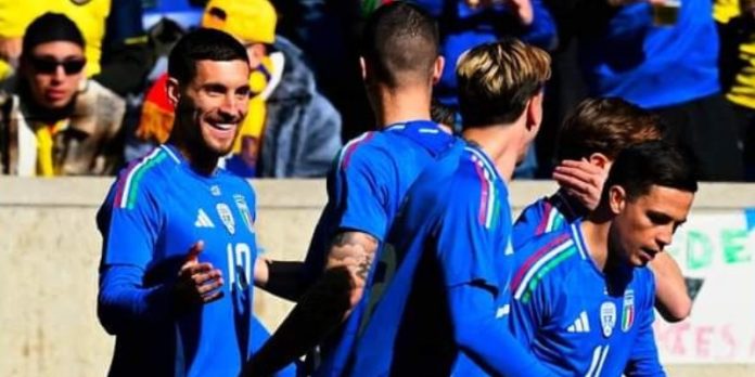 L'esultanza di Pellegrini in Italia-Ecuador (foto Figc.it)