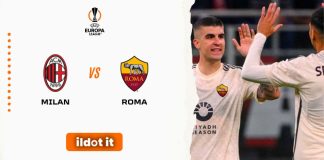 Europa League: la Roma vince il derby italiano, Milan battuto di misura La gioia di Mancini (foto da pagina Facebook AS Roma)