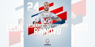 Pirossigeno Cosenza, rinnova anche il portiere Leonardo Del Ferraro