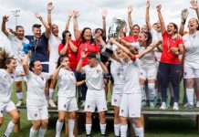 Cosenza femminile, la mancata iscrizione è una pesante mortificazione Le lupe del Cosenza femminile alzano la coppa della vittoria del campionato di Eccellenza (foto Francesco Farina)