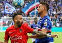 Il Cosenza ci prova per Barreca, contatto Accardi-Delvecchio Antonio Barreca durante Samp-Cosenza della scorsa stagione (foto Mannarino)