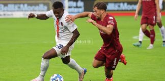 Cosenza meglio in 10 che in 11, finisce 0-0 a Cittadella Kouan nel corso di Cittadella-Cosenza (foto Francesco Grazioli)