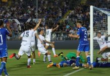Brescia-Cosenza: per i rossoblù c’è un precedente indimenticabile Il gol di Meroni ai playout. Cosenza salvo, Brescia retrocesso (foto Mannarino)