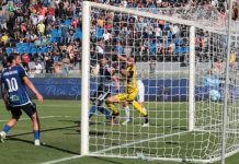 Pisa-Cosenza, precedenti: ultimo successo rossoblù al cardiopalma Il gol vittoria di Mazzocchi nell'ultimo Pisa-Cosenza (foto Mannarino)