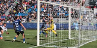 Pisa-Cosenza, precedenti: ultimo successo rossoblù al cardiopalma Il gol vittoria di Mazzocchi nell'ultimo Pisa-Cosenza (foto Mannarino)