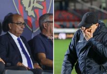 Il Cosenza si sgretola. Non è come gli altri anni, è peggio Il presidente Eugenio Guarascio e mister Alvini (foto Michele De Marco)