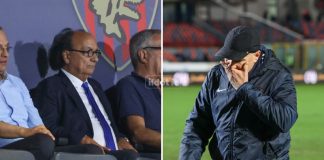 Il Cosenza si sgretola. Non è come gli altri anni, è peggio Il presidente Eugenio Guarascio e mister Alvini (foto Michele De Marco)