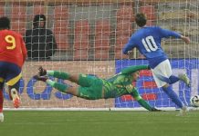 Elite Round U19: gol ed emozioni in Italia-Spagna, termina 2-2 Il rigore trasformato da Liberali in Italia-Spagna (foto Francesco Farina)