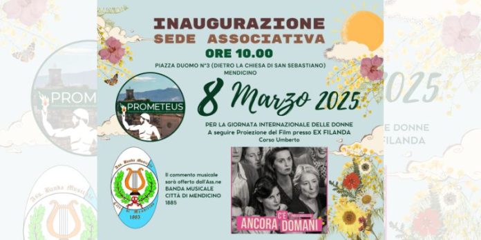 Mendicino (CS), l'8 marzo l'inaugurazione della sede associativa Prometeus