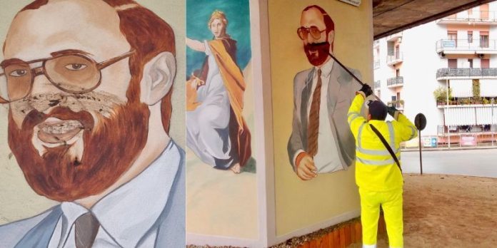 Cosenza, imbrattato il murales dedicato a Sergio Cosmai. Caruso: "Atto intollerabile"