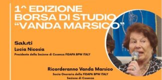 Cerimonia di consegna della borsa di studio “Vanda Marsico” promossa dalla Fidapa di Cosenza