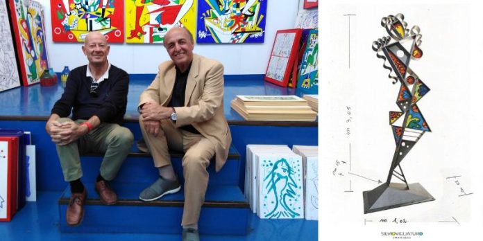 Sante e Silvio Vigliaturo nella bottega di Silvio a Chieri
