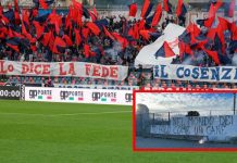 Cosenza-Brescia, la Curva Sud diserta: “Non ci meritate” Ultras Cosenza- Curva Sud (foto Francesco Farina)