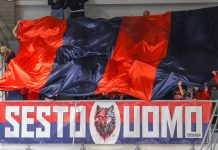 Pirossigeno Cosenza, ingresso libero per la sfida decisiva dei playout L'angolo occupato dai tifosi rossoblù al PalaCosentia (foto Michele De Marco)