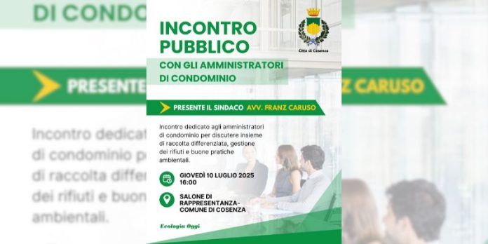 Cosenza, raccolta differenziata il Sindaco incontra gli amministratori di condominio