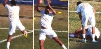 Esulta come Cristiano Ronaldo ma si fa male