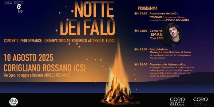 Notte dei Falò Musica d’autore, performance e il live di Eman sulla spiaggia di Corigliano-Rossano