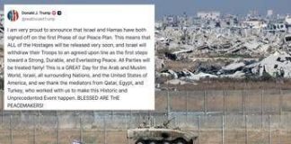 Trump annuncia l’accordo per Gaza. Ostaggi liberi e ritiro delle Idf, cosa prevede la prima fase