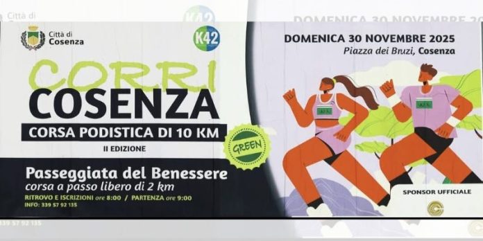 Il prossimo 30 novembre la II edizione della Corri Cosenza Green per le vie della città