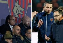 Per il Cosenza un mercato a saldo attivo. Gongola Guarascio, meno Buscè Il patron Guarascio; Buscè e il ds Roma (foto Francesco Farina)
