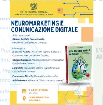 A Cosenza “Neuromarketing e comunicazione digitale”: un incontro per raccontare il futuro dell’olio A Cosenza “Neuromarketing e comunicazione digitale” un incontro per raccontare il futuro dell’olio
