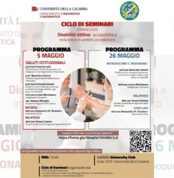 Disabilità uditive e università, all’Unical un ciclo di seminari su accessibilità e inclusione