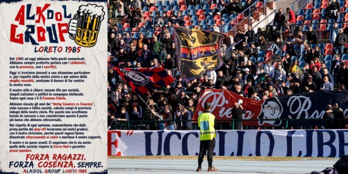Gli ultrà Alkool Group Loreto 1985 tornano a sostegno del Cosenza nei playoff