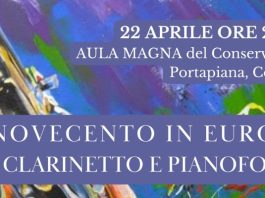 “Il Novecento in Europa”, concerto per clarinetto e pianoforte il 22 aprile a Cosenza