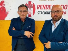 Rende Calcio, si riparte dal “Lorenzon”: Marrello e Greco presentano il progetto rilancio In foto il Presidente del Rende Marrello e il vice Presidente Greco