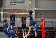 Una fase di gioco di gara 2 della semifinale tra Pallavolo Milani e Olimpia Bagnara (foto Michele De Marco)