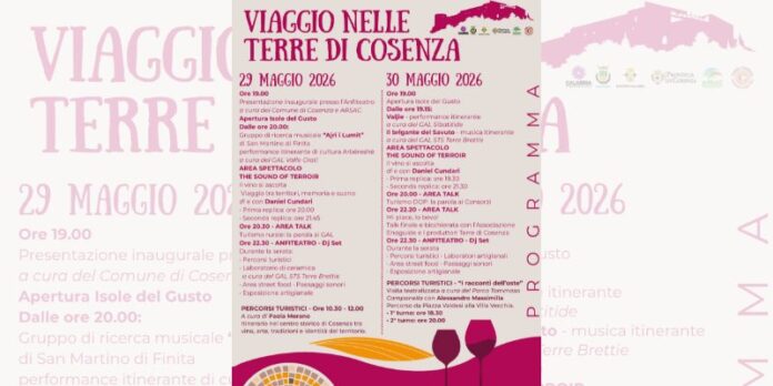 Al via venerdì 29 maggio, nella Villa Vecchia, la due giorni del “Viaggio nelle Terre di Cosenza”