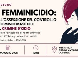 Legge sul femminicidio, il 7 maggio a Cosenza incontro con il già Procuratore della Repubblica Menditto