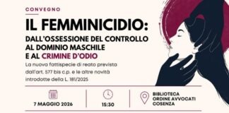 Legge sul femminicidio, il 7 maggio a Cosenza incontro con il già Procuratore della Repubblica Menditto