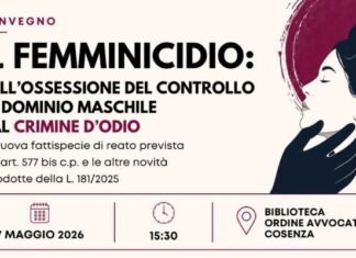 Legge sul femminicidio, il 7 maggio a Cosenza incontro con il già Procuratore della Repubblica Menditto