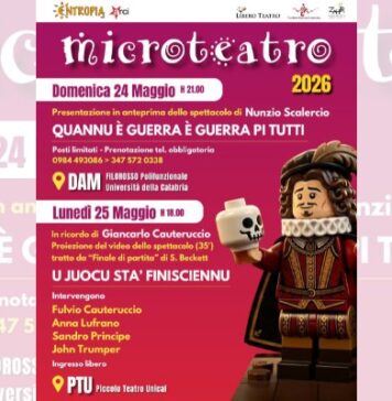 Microteatro 2026 in programma il 24 e 25 maggio all’Unical