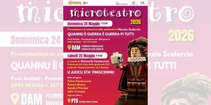 Microteatro 2026 in programma il 24 e 25 maggio all'Unical