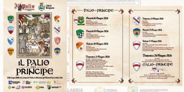 Bisignano, otto rioni per una grande sfida. Tutto pronto per il Palio del Principe 2026