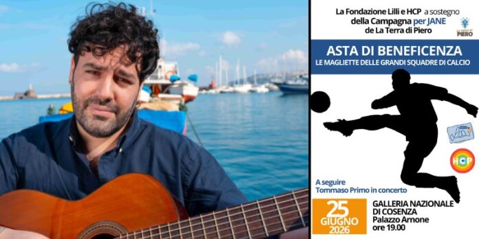Fondazione Lilli Funaro Concerto di Tommaso Primo e asta per Jane, domani 25 giugno